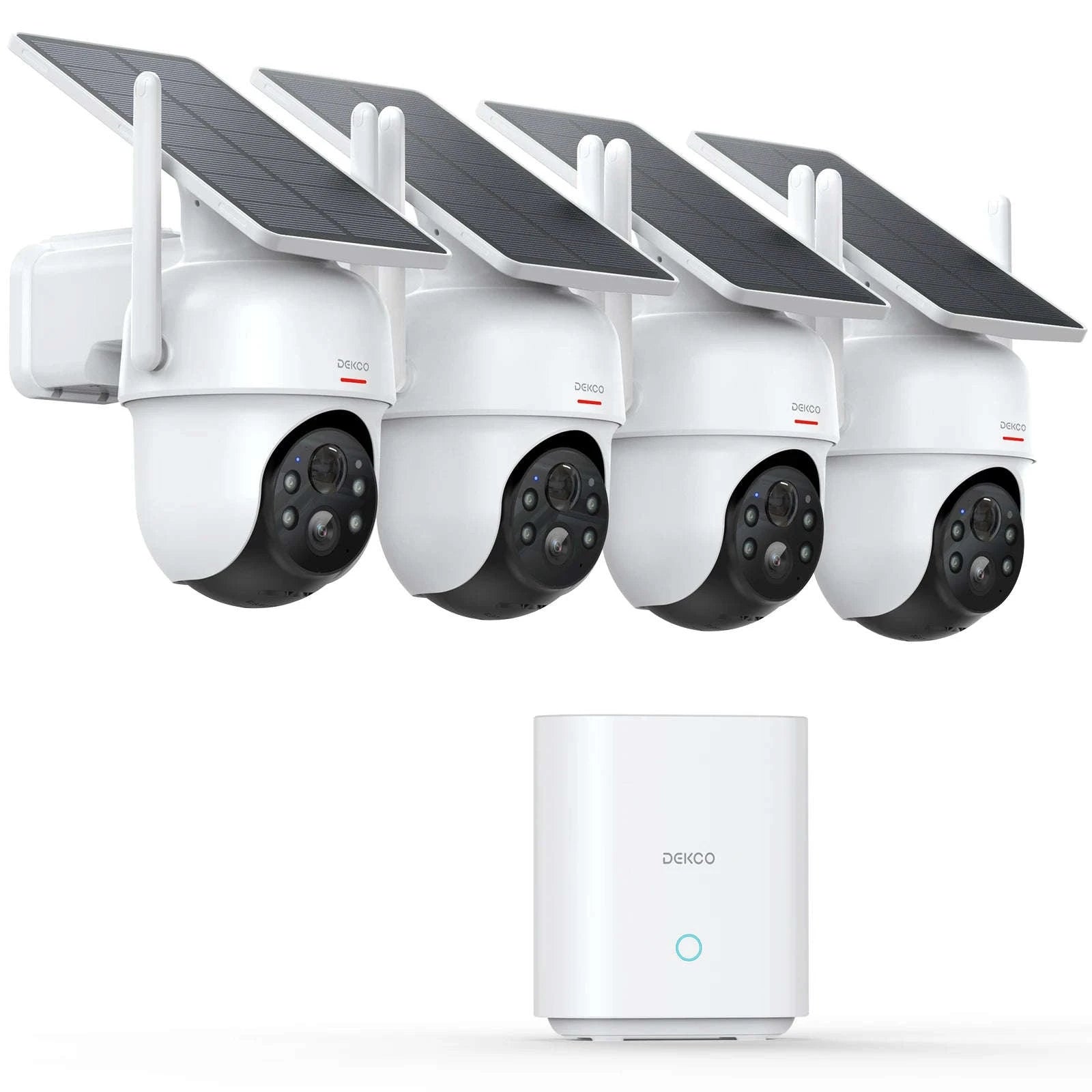 DEKCO 3MP Solar Security Camera System, 4-Camera Kit-WHITE / United States / US Plug