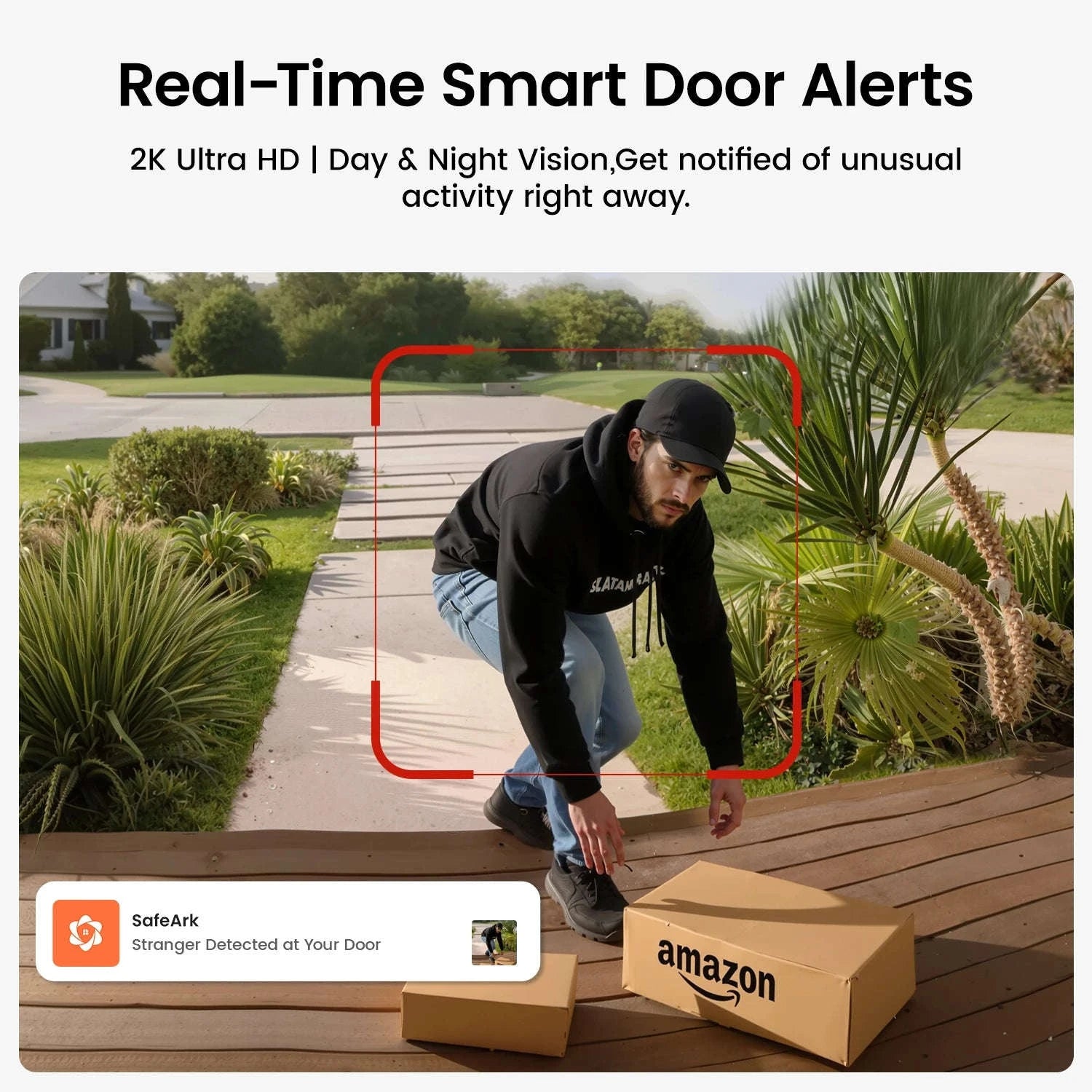 DEKCO 3MP WiFi Video Doorbell with 2-Way Audio and AI Detection-WHITE / US Plug / United States