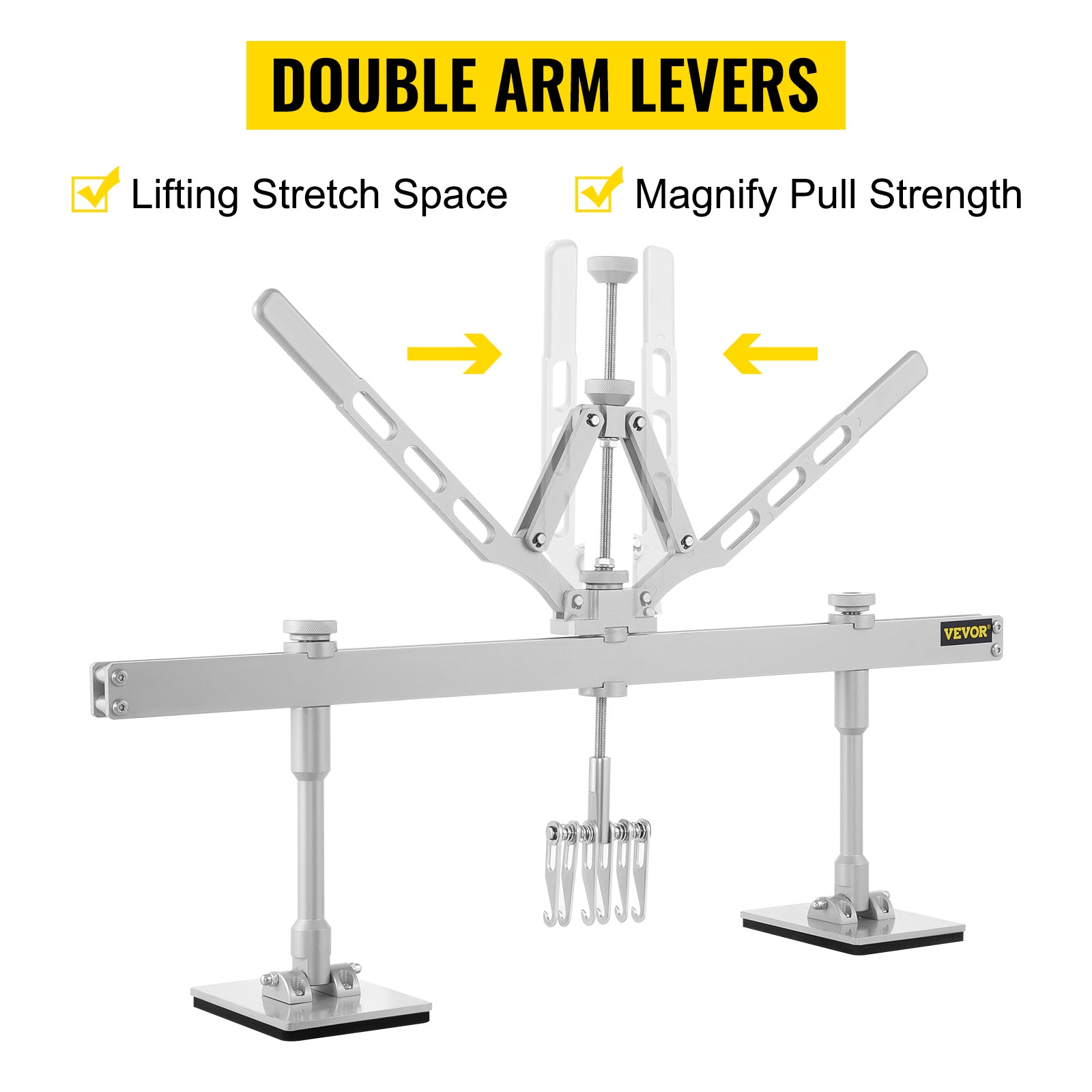 Car Dent Puller Lever Bar Kit with Dual Arms & Adjustable Foot