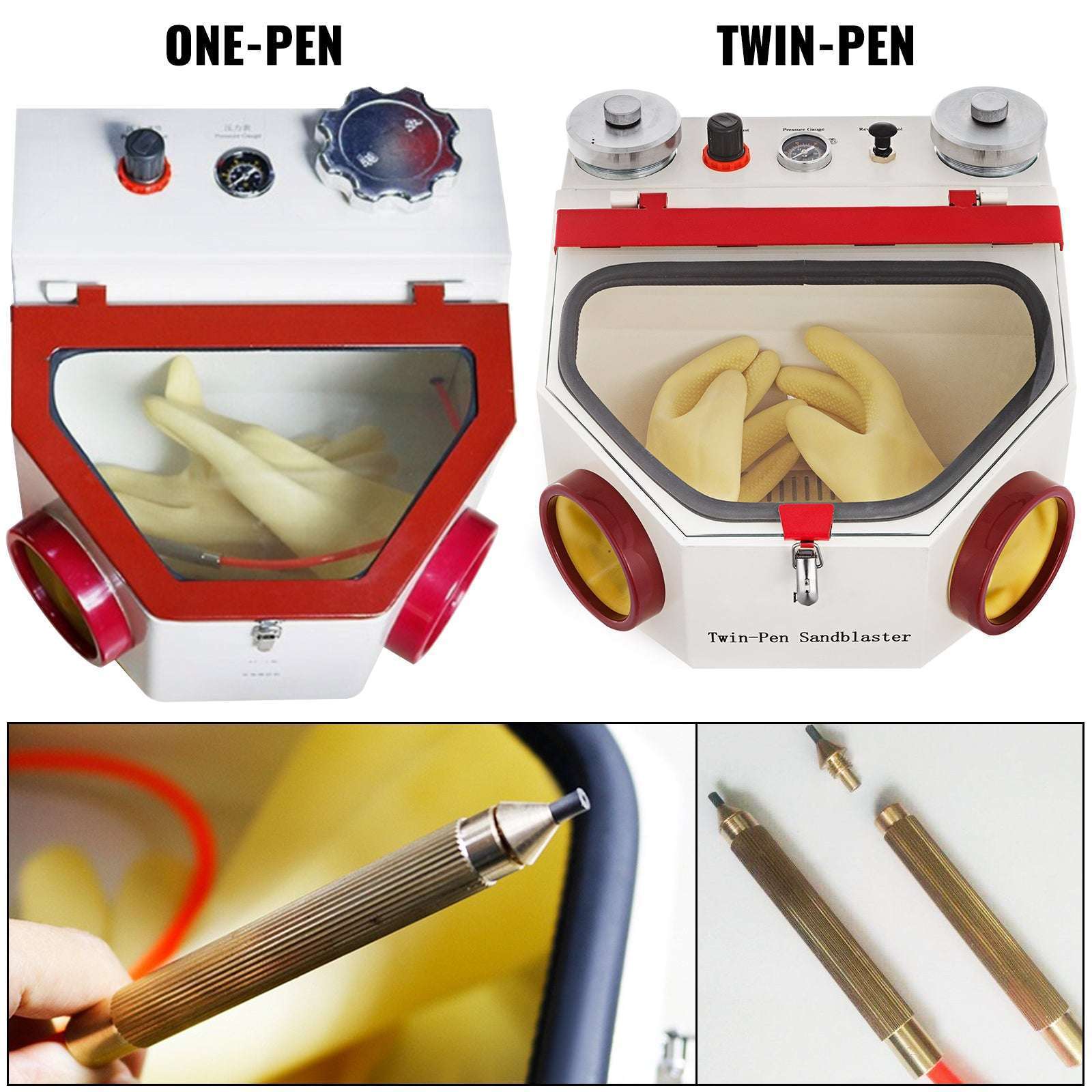 Dental Lab Sandblaster with Dual Pens, LED Light & Foot Pedal-spain