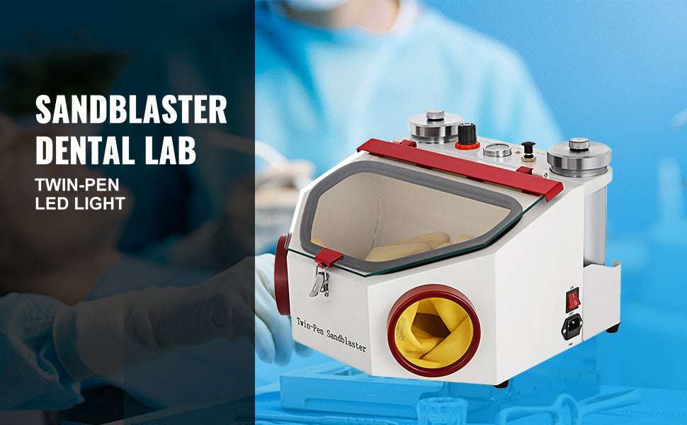 Dental Lab Sandblaster with Dual Pens, LED Light & Foot Pedal-spain