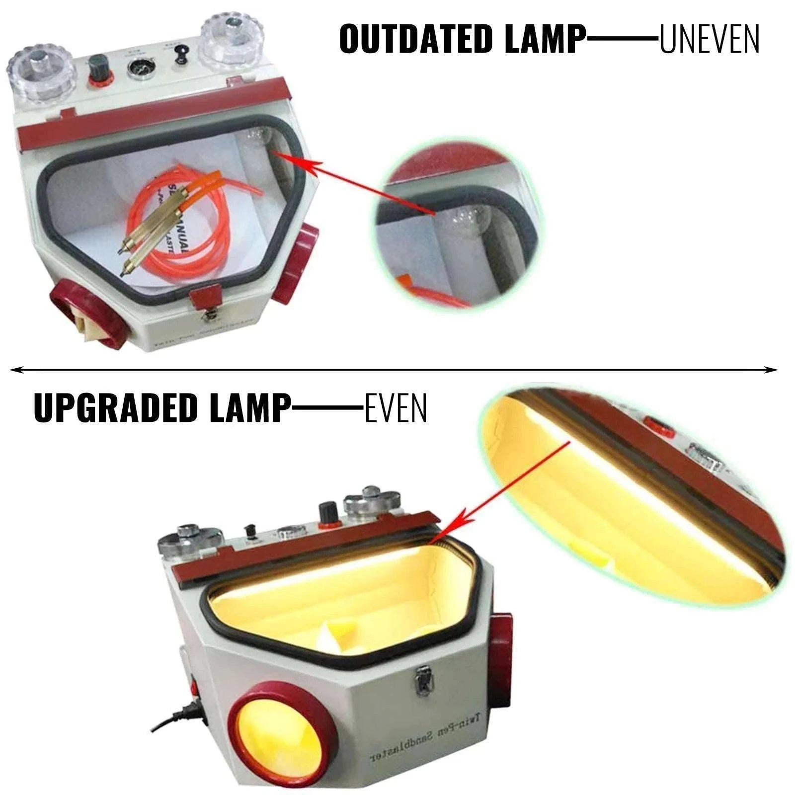 Dental Lab Sandblaster with Dual Pens, LED Light & Foot Pedal-spain
