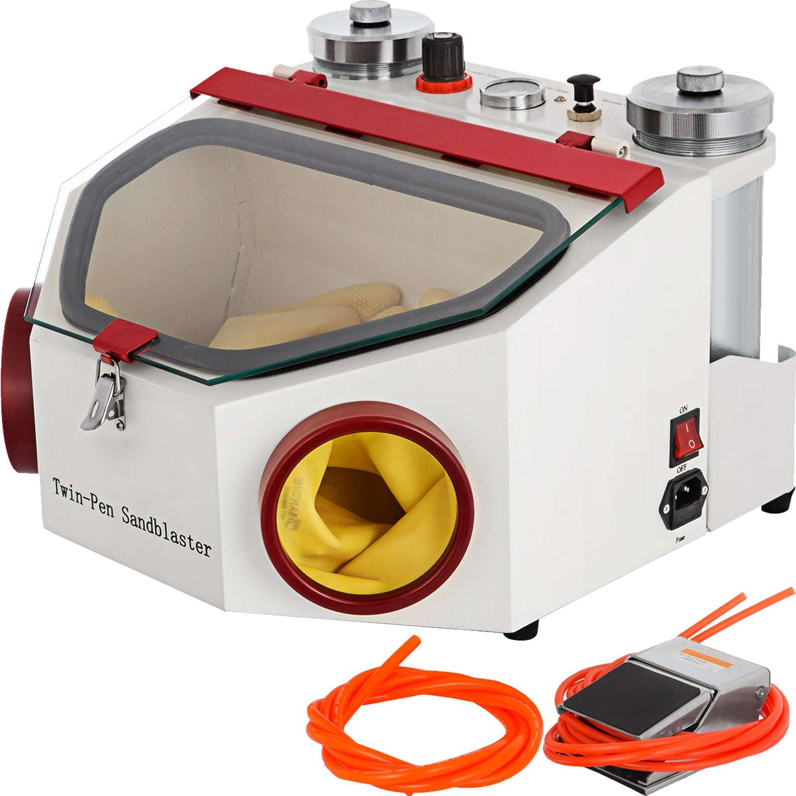 Dental Lab Sandblaster with Dual Pens, LED Light & Foot Pedal-spain