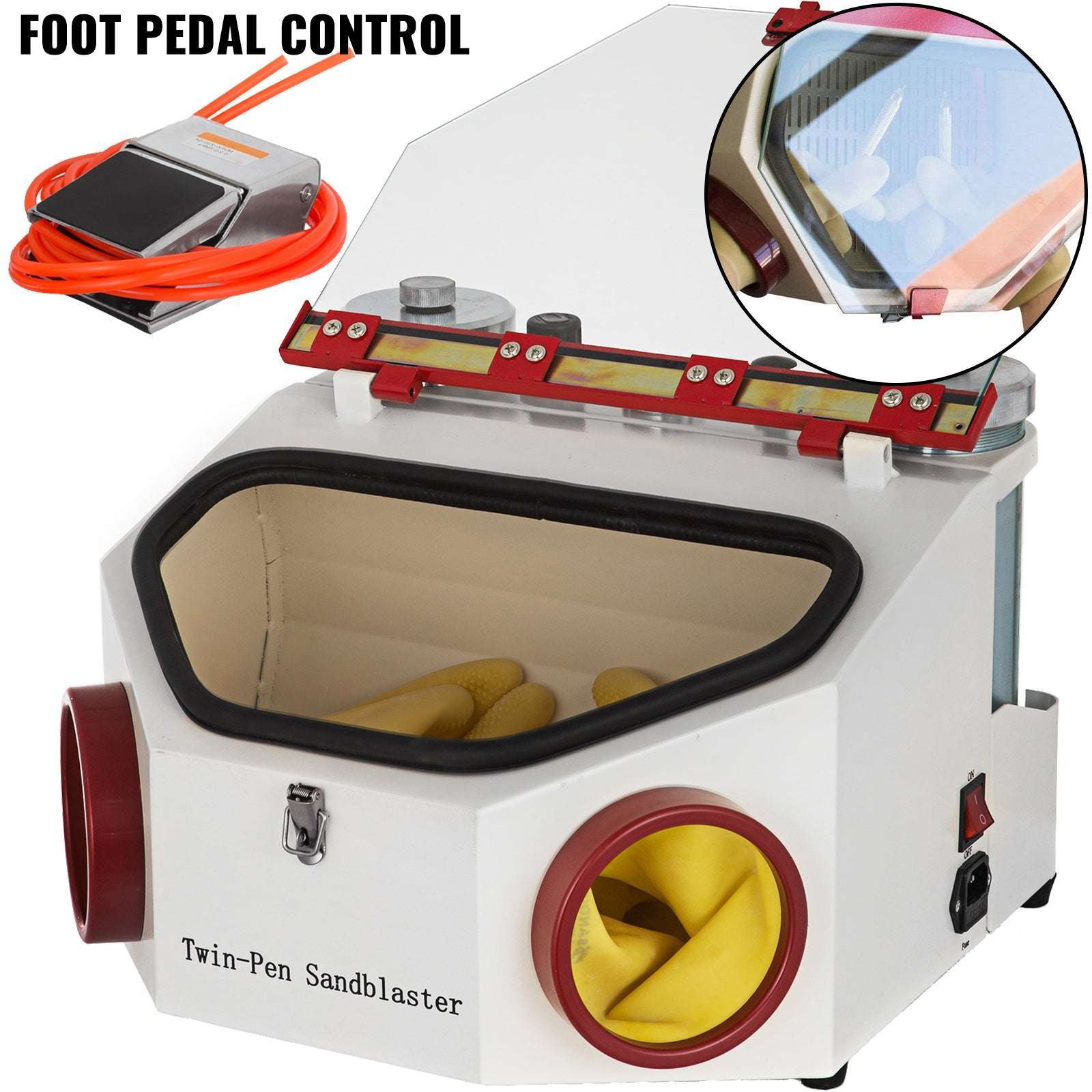 Dental Lab Sandblaster with Dual Pens, LED Light & Foot Pedal-spain