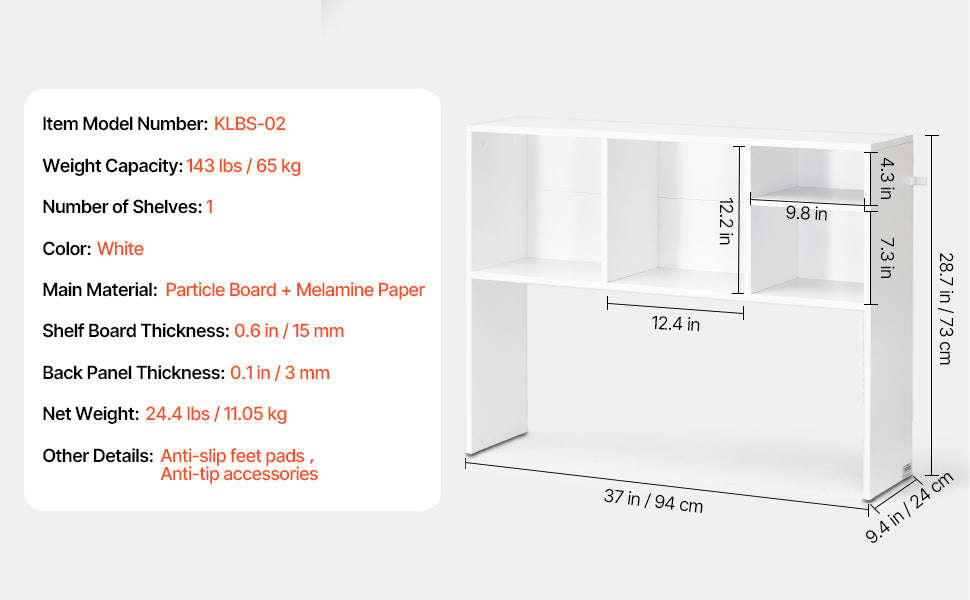 Desktop Bookshelf Storage Organizer 1/2/3-Tier Wood Display Shelf-Wood 1-Tier White / United States
