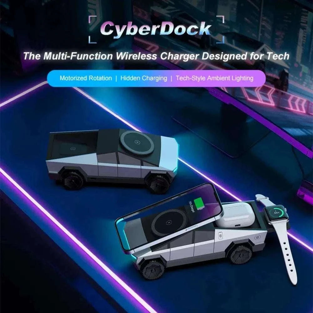 Desktop Cybertruck 3-in-1 Magnetic Wireless Charger-B