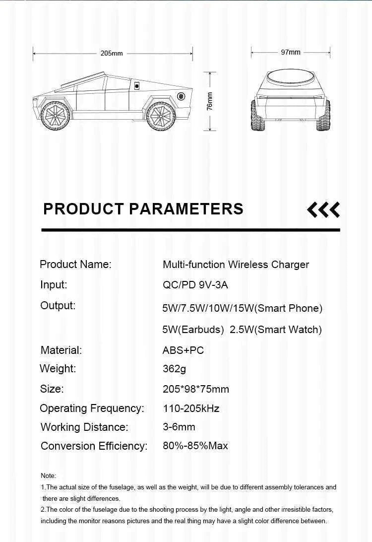 Desktop Cybertruck 3-in-1 Magnetic Wireless Charger-B