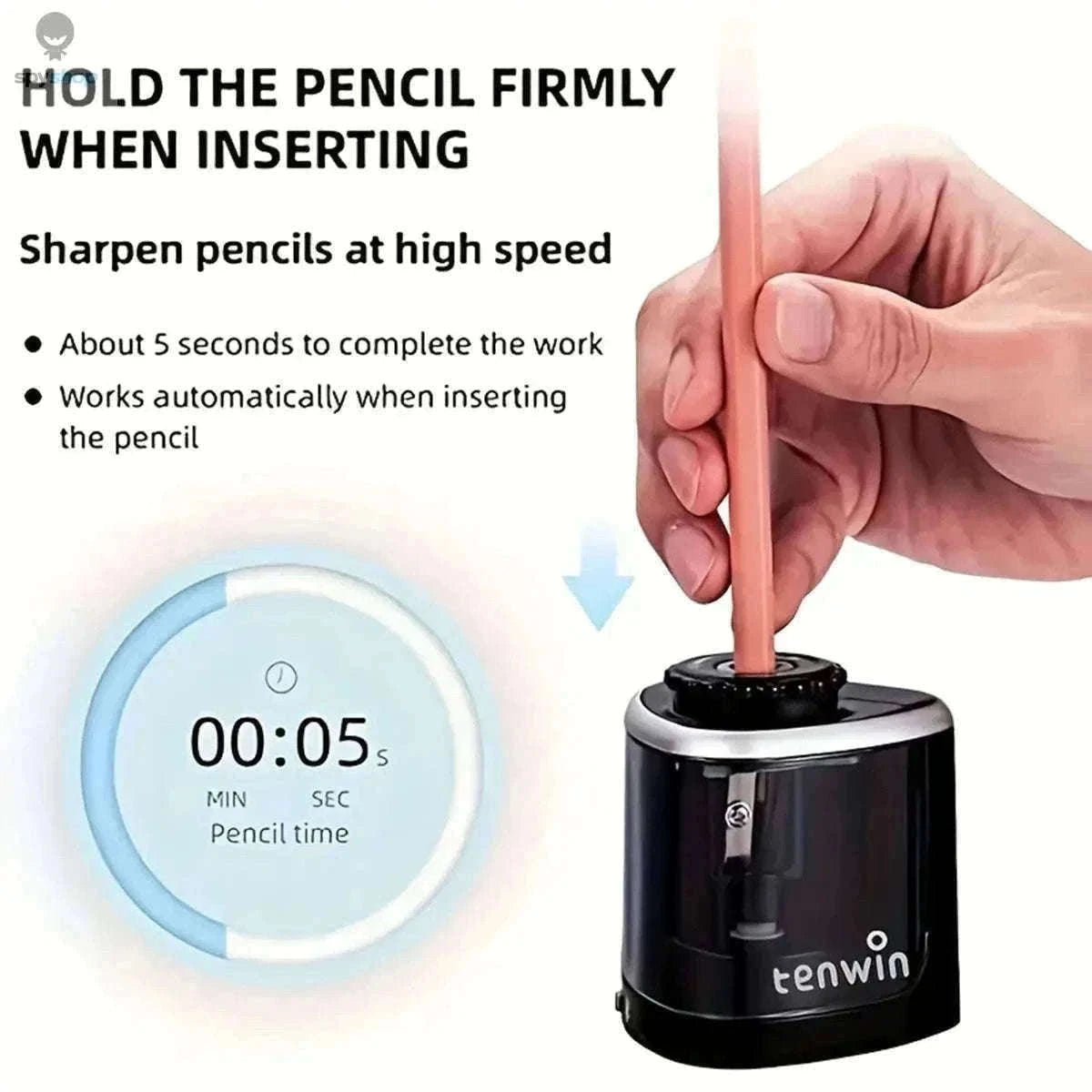 Desktop Electric Pencil Sharpener for 6–8 mm Pencils-Pink