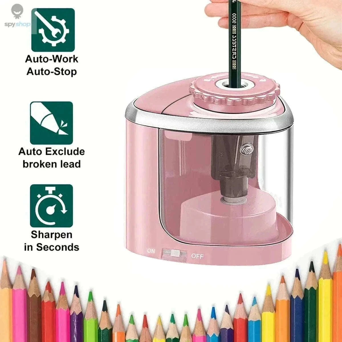 Desktop Electric Pencil Sharpener for 6–8 mm Pencils-Pink