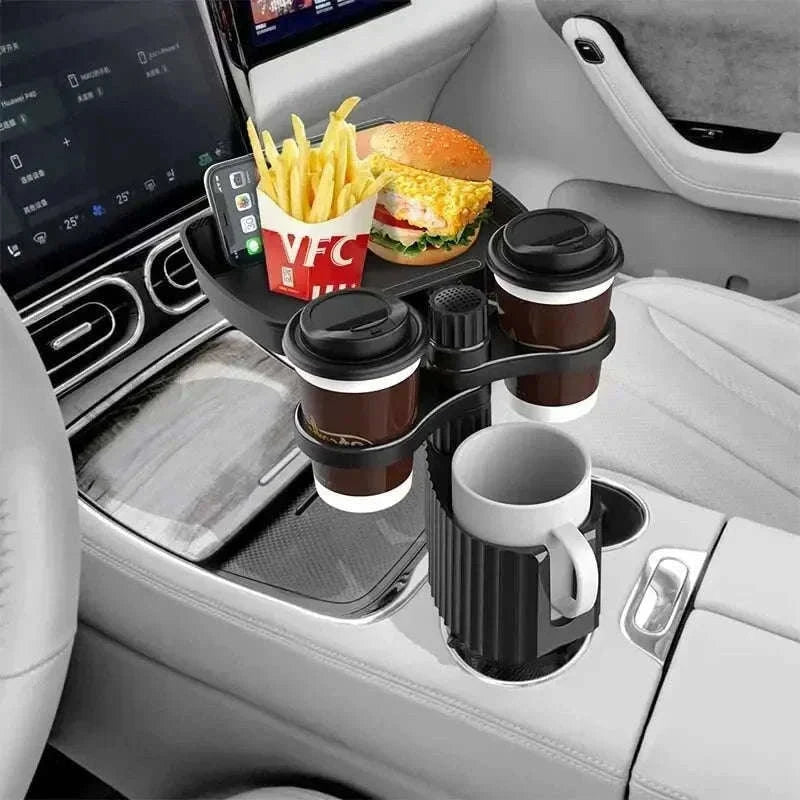 Detachable Car Cup Holder Expander Tray with Food Tray-black