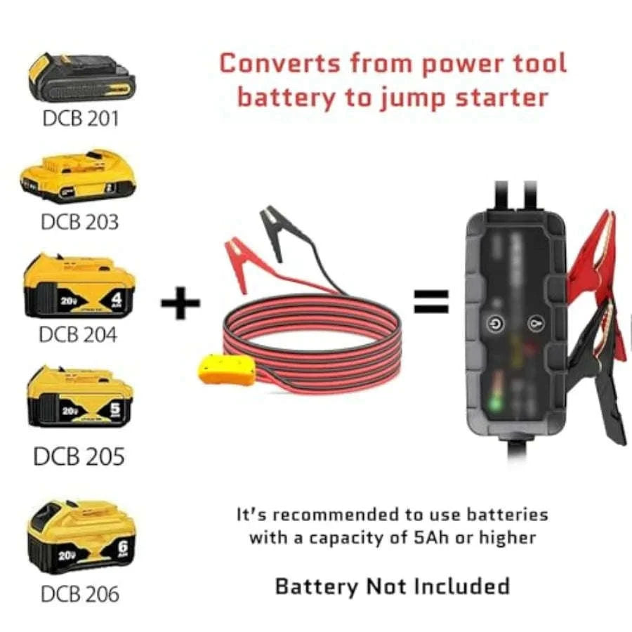 DEWALT 20V Battery Jump Starter Cables, 8AWG 5.9FT-United States / as pic