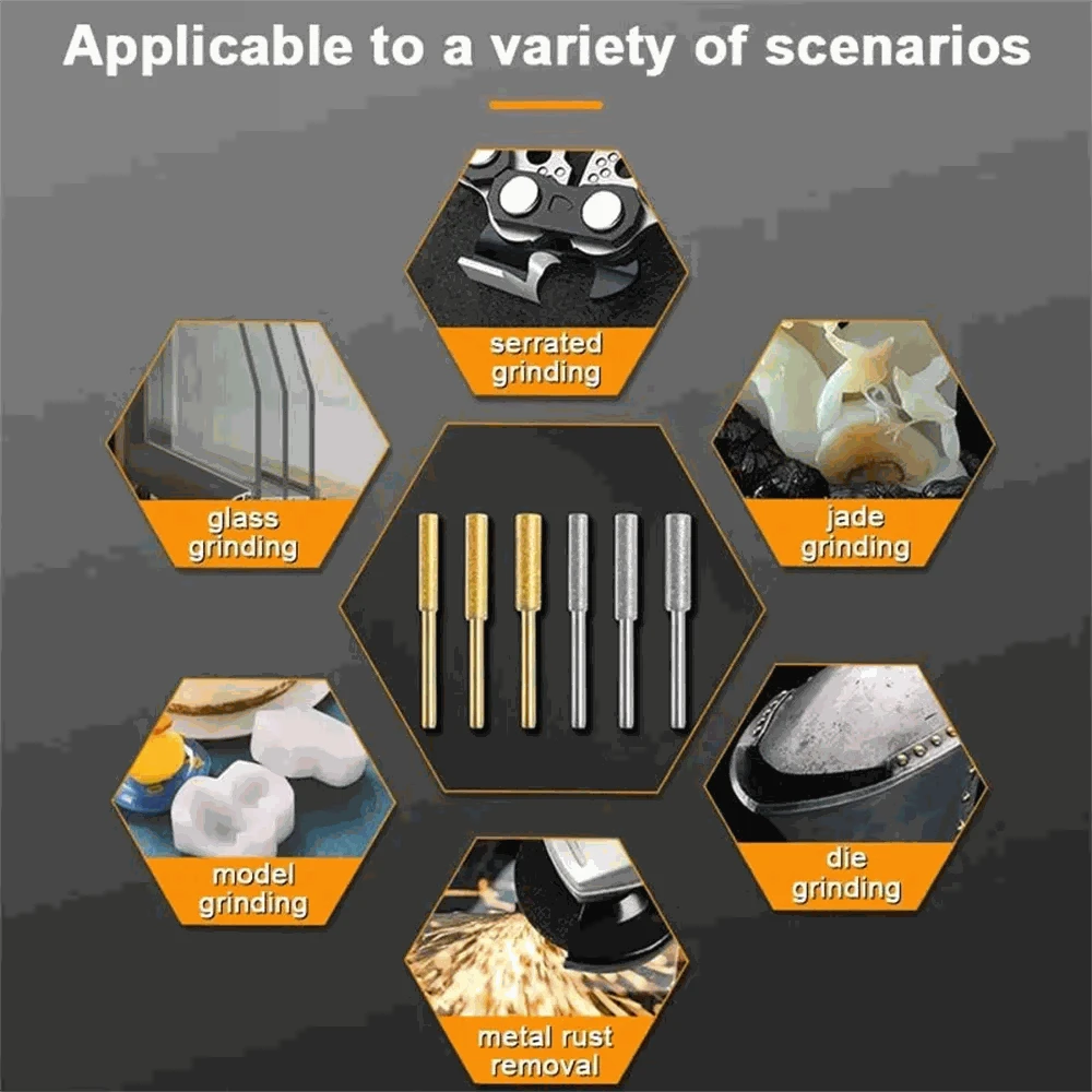 Diamond Chainsaw Sharpener Burrs 6pcs Kit-Golden 5.5mmx6pcs