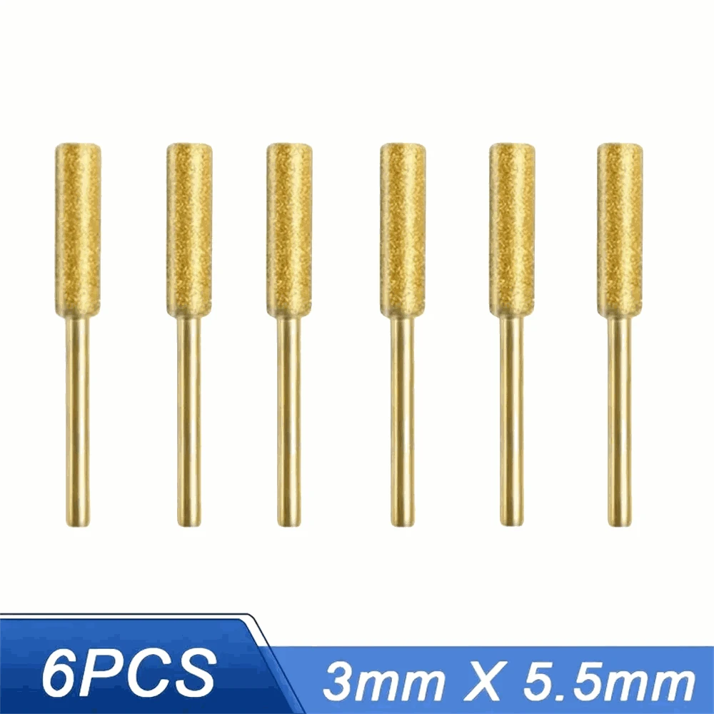 Diamond Chainsaw Sharpener Burrs 6pcs Kit-Golden 5.5mmx6pcs