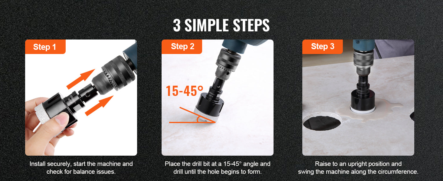 Diamond Core Drill Bit Set for Tile, Granite & Stone (6–11 PCS)