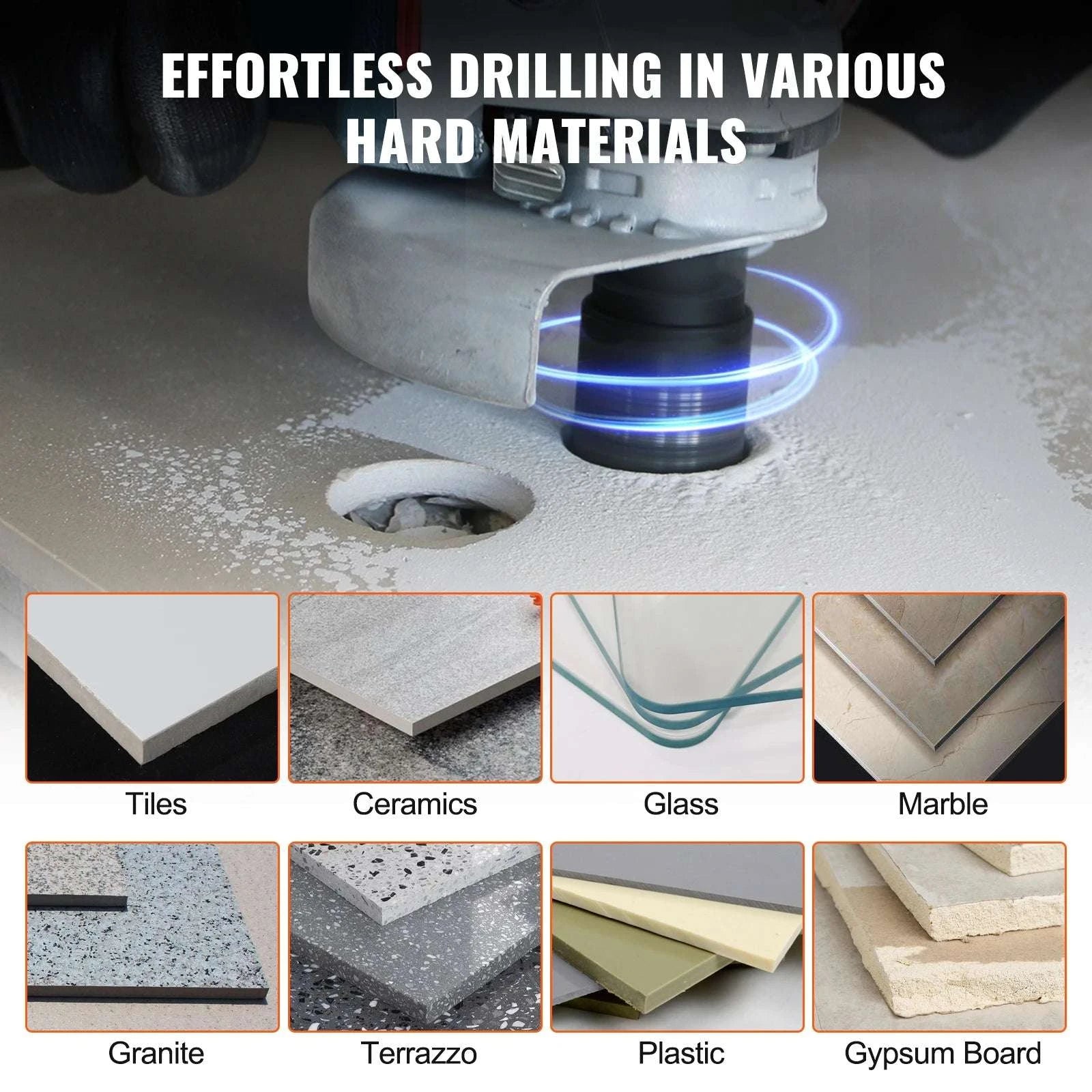 Diamond Core Drill Bit Set for Tile, Granite & Stone (6–11 PCS)-8PCs Type B / United States