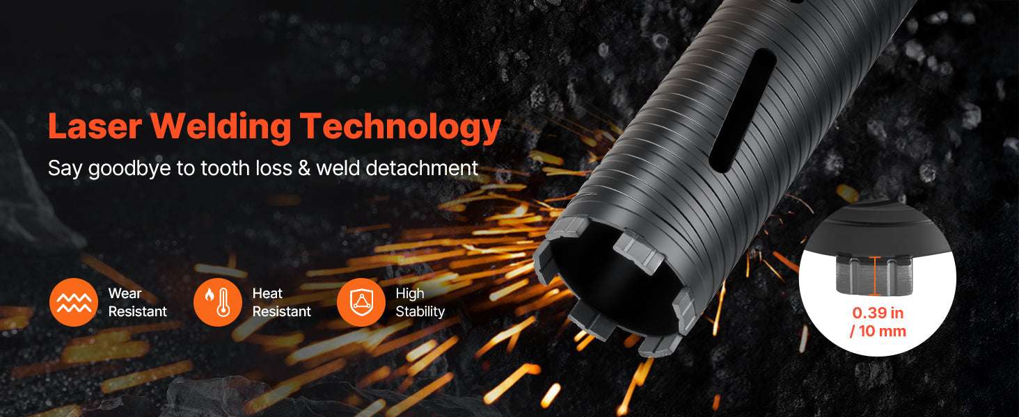 Diamond Core Drill Bit with Adapters for Concrete & Brick Drilling-