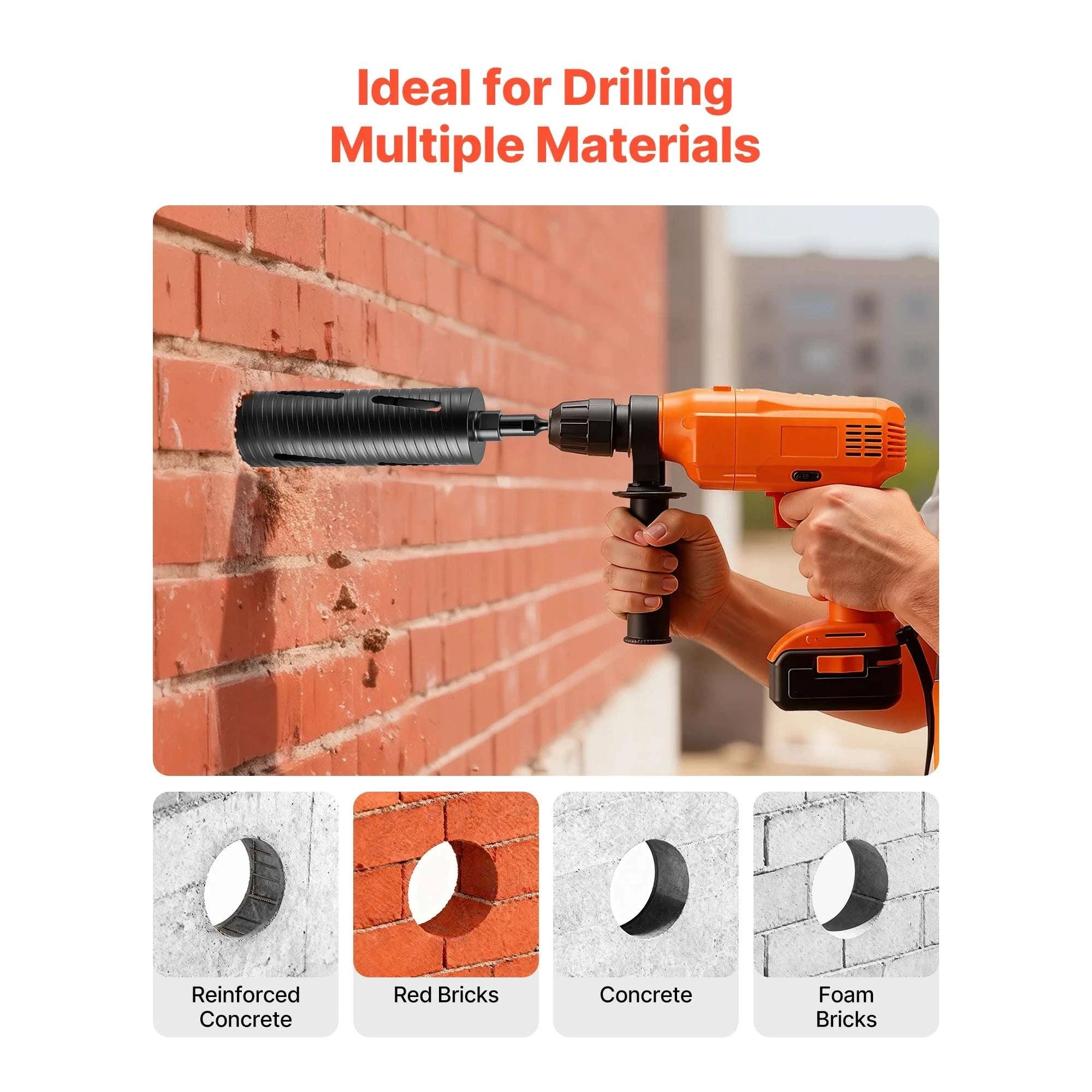 Diamond Core Drill Bit with Adapters for Concrete & Brick Drilling-Dry Drill 25x240 / United States