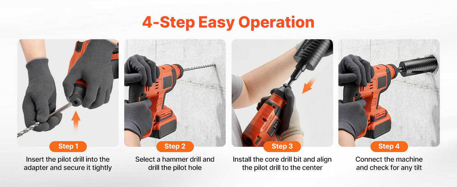 Diamond Core Drill Bit with Adapters for Concrete & Brick Drilling