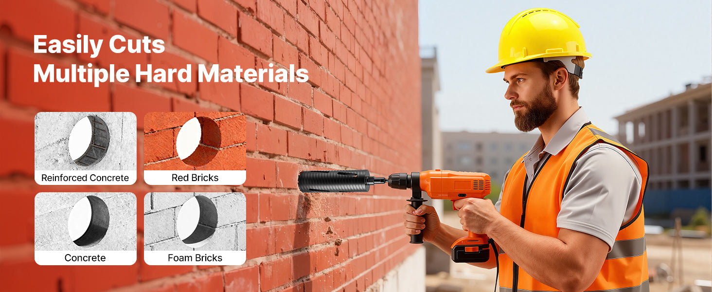 Diamond Core Drill Bit with Adapters for Concrete & Brick Drilling