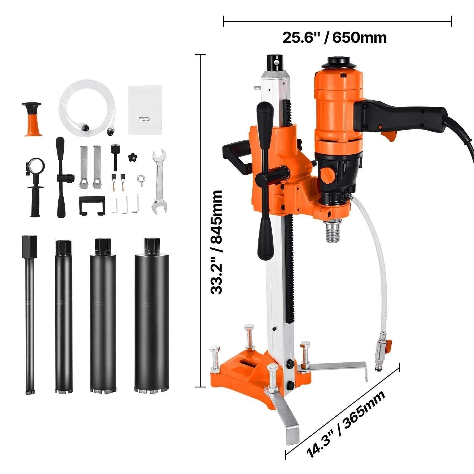 Diamond Core Drill Machine 1800/2000W Wet & Dry with 4 Drill Bits-8 in TypeB / United States