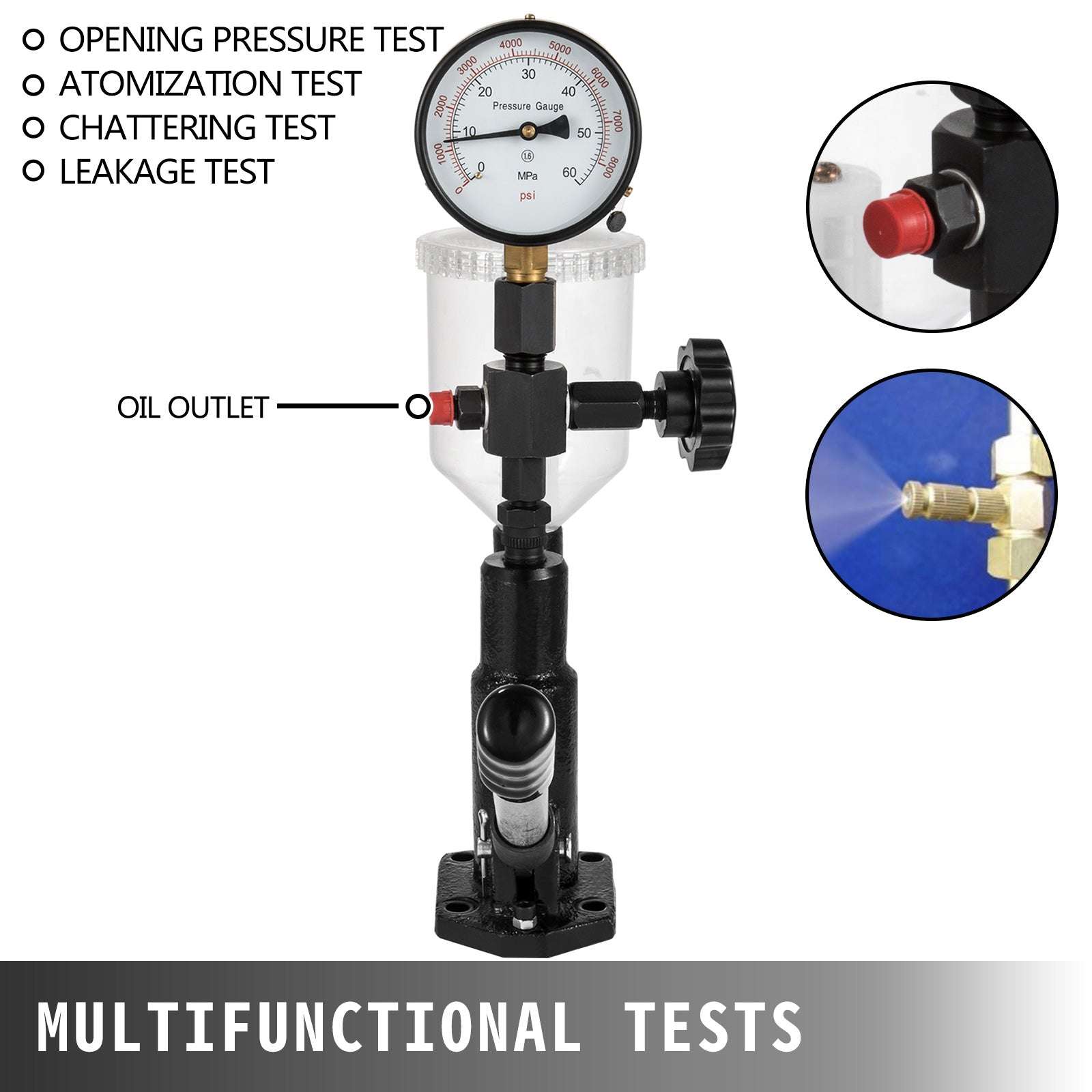 Diesel Fuel Injector Tester 0–8000 PSI Dual Gauge Tool Kit-spain