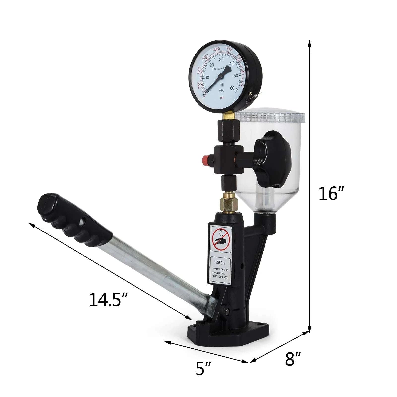 Diesel Fuel Injector Tester with Dual Scale Gauge 0–600 Bar / 8000 PSI-United States