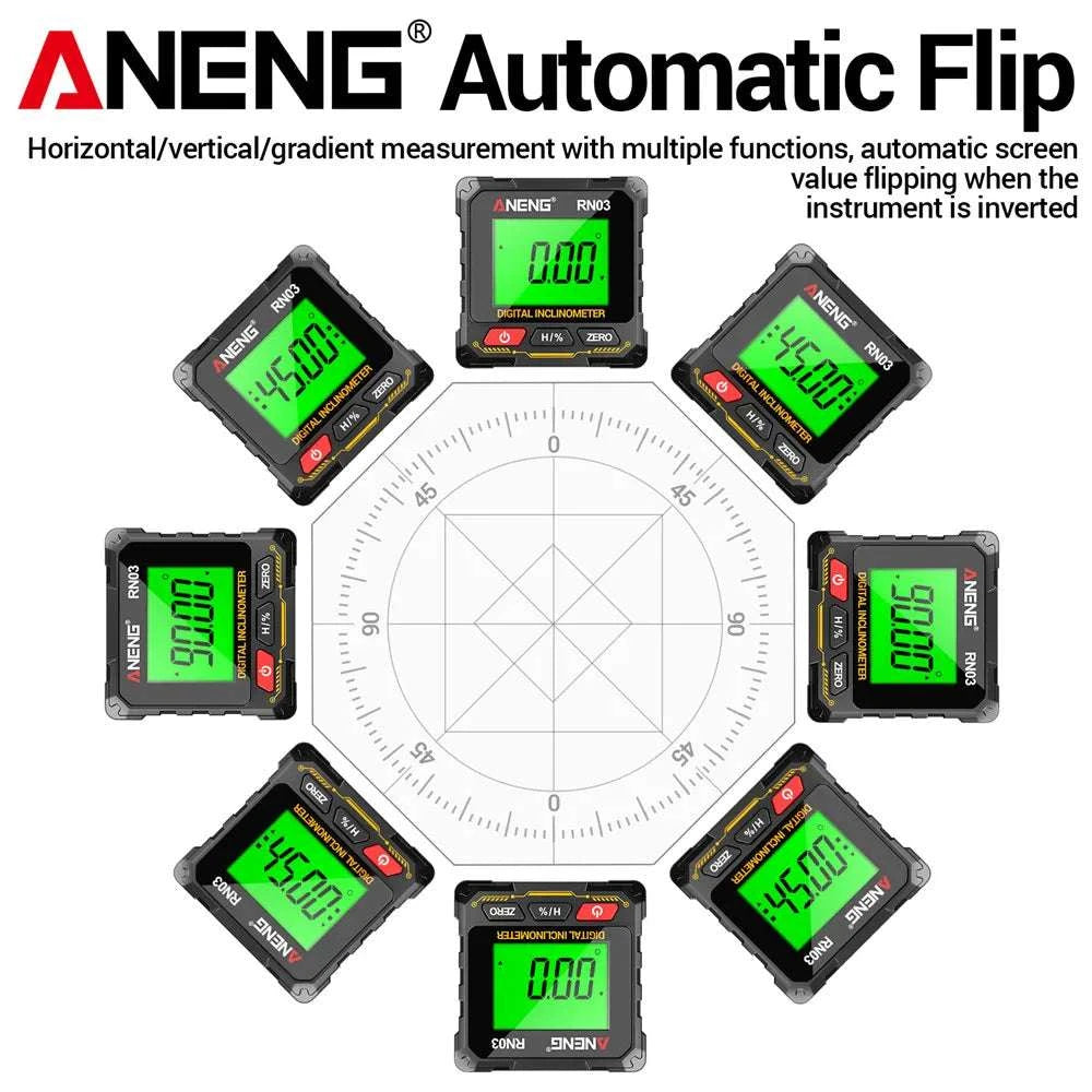 Digital Angle Gauge 0.05° Accuracy 360° Magnetic Inclinometer-RN03 with Laser