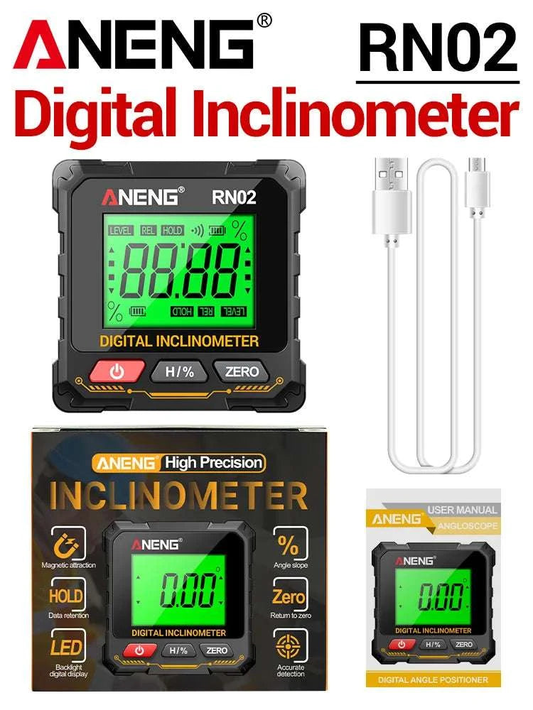 Digital Angle Gauge 0.05° Accuracy 360° Magnetic Inclinometer-RN03 with Laser