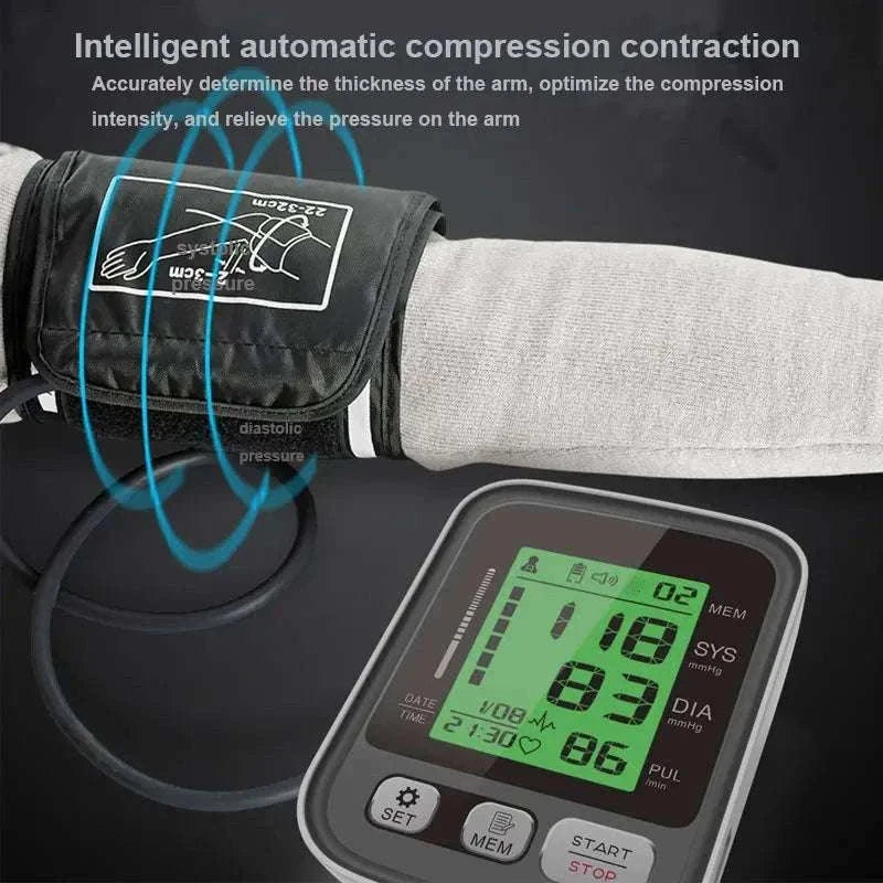 Digital Arm Blood Pressure Monitor with Voice and Backlight-En voice 22-42cm