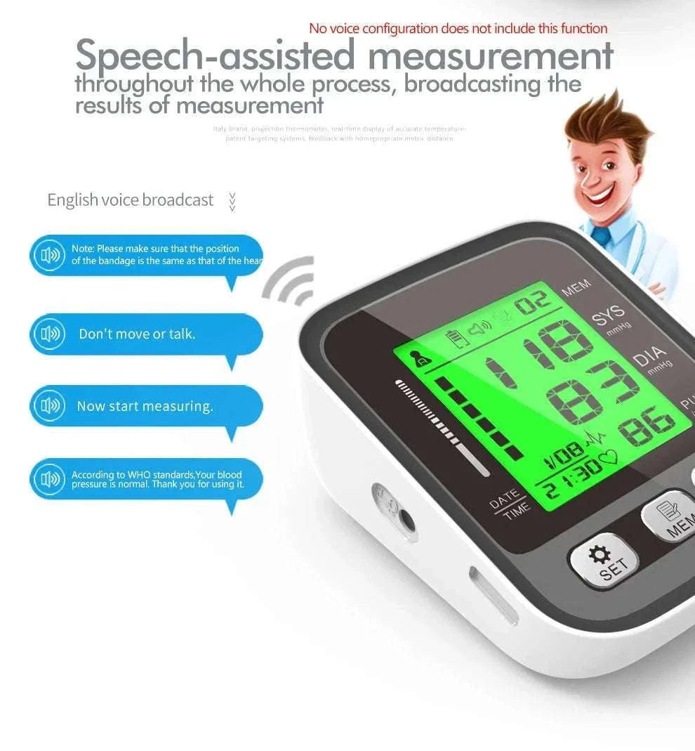 Digital Arm Blood Pressure Monitor with Voice and Backlight-En voice 22-42cm