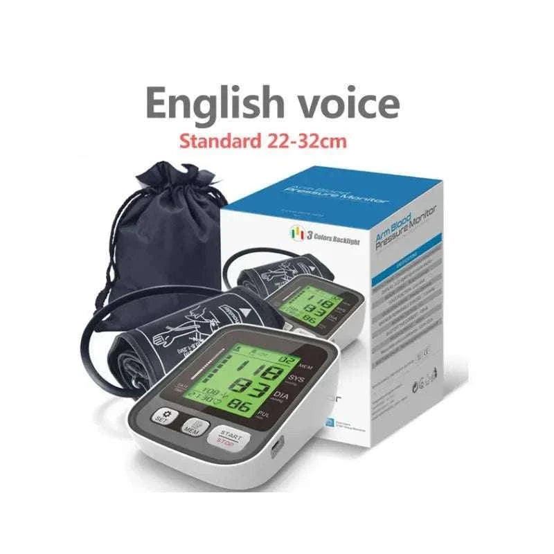 Digital Arm Blood Pressure Monitor with Voice and Backlight-En voice 22-42cm