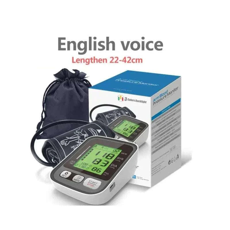 Digital Arm Blood Pressure Monitor with Voice and Backlight-En voice 22-42cm