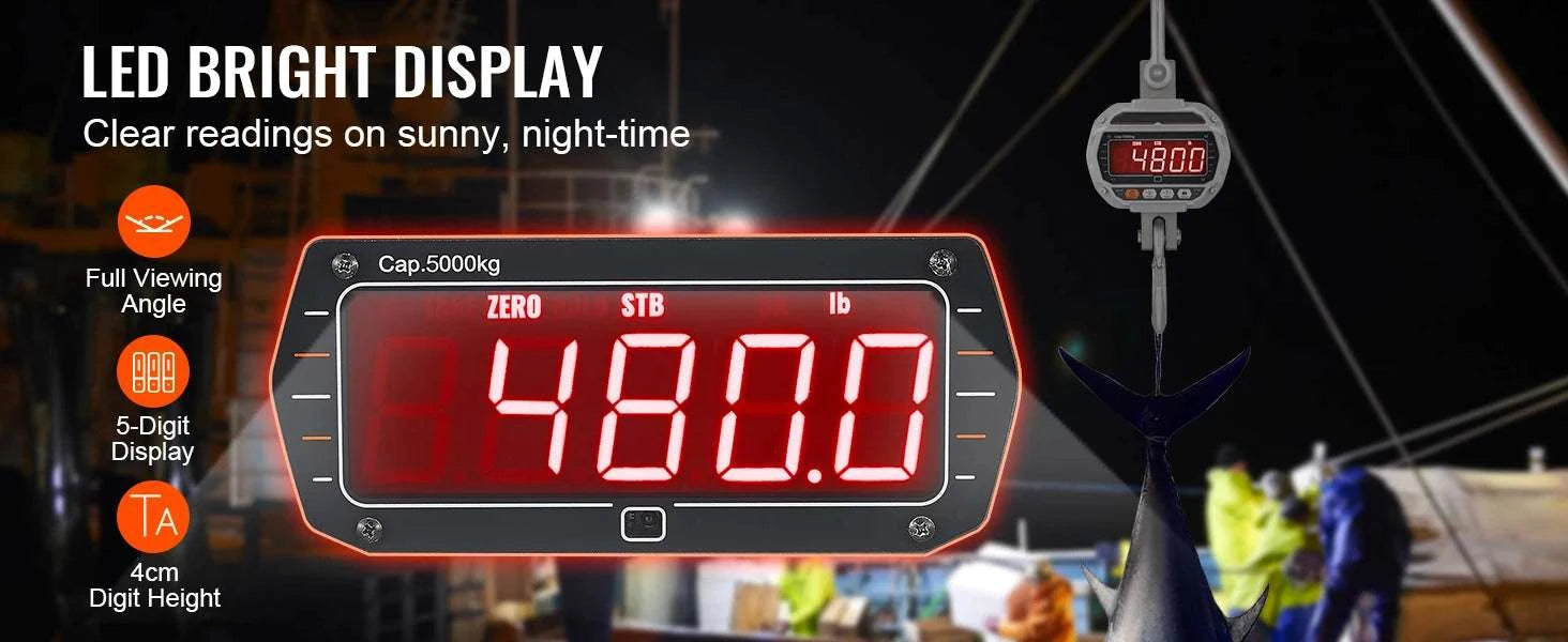 Digital Crane Scale 3000–5000 kg Heavy Duty Hanging Scale with Remote-5000 kg / United States