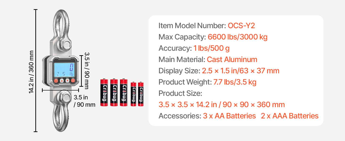 Digital Crane Scale 3000kg/10000kg with LCD & Remote Control-3000kg / United States