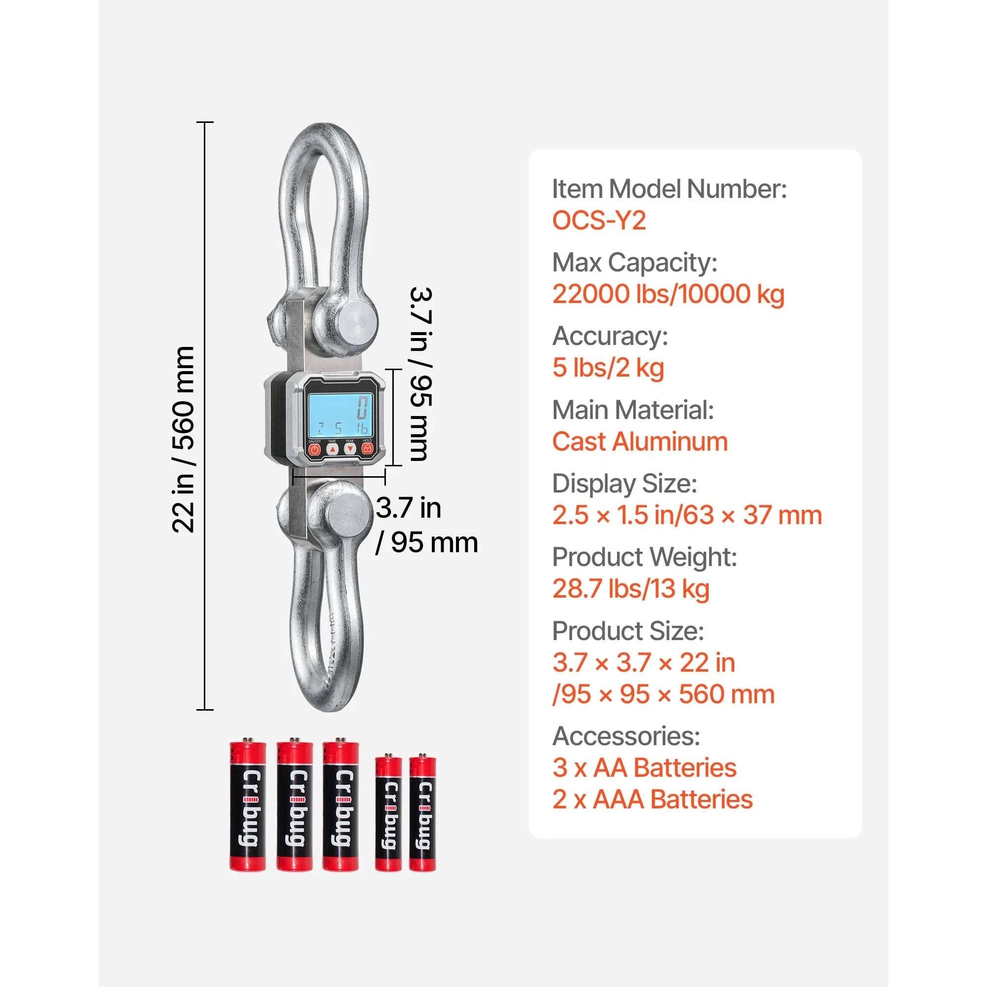 Digital Crane Scale 3000kg/10000kg with LCD & Remote Control-3000kg / United States