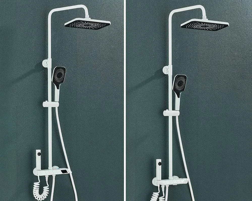 Digital Display Rainfall Shower System with Bidet & Tub Spout-White No Display / China Mainland