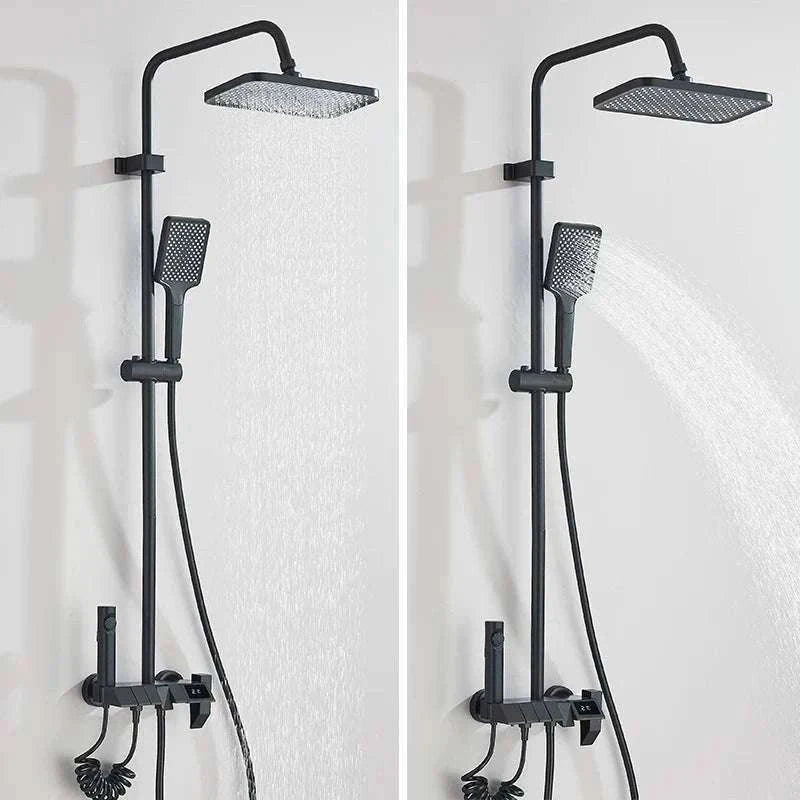 Digital Display Rainfall Shower System with Bidet & Tub Spout-White No Display / China Mainland