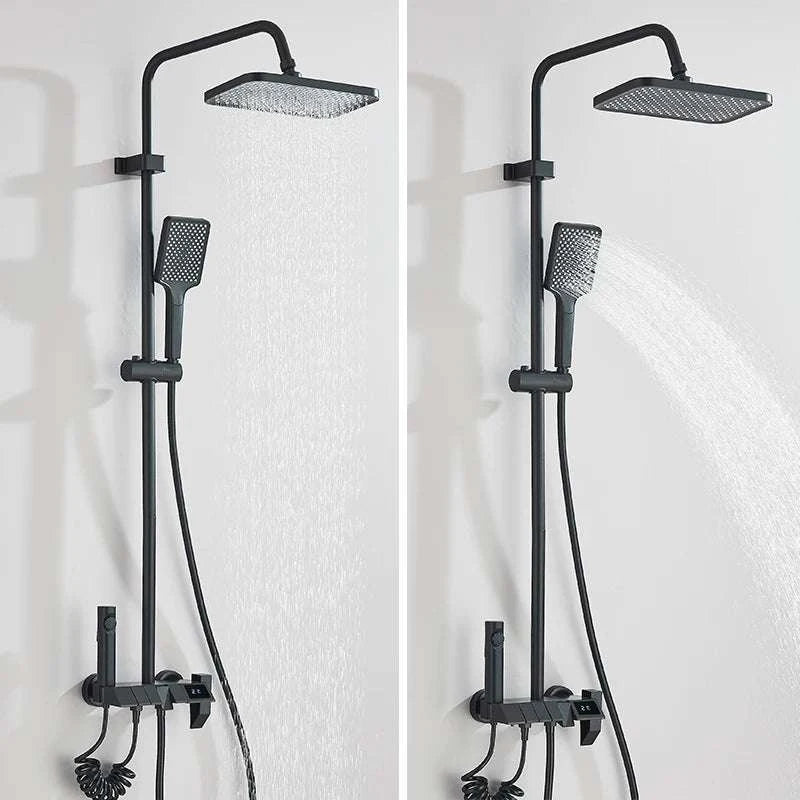 Digital Display Rainfall Shower System with Bidet & Tub Spout-White No Display / China Mainland