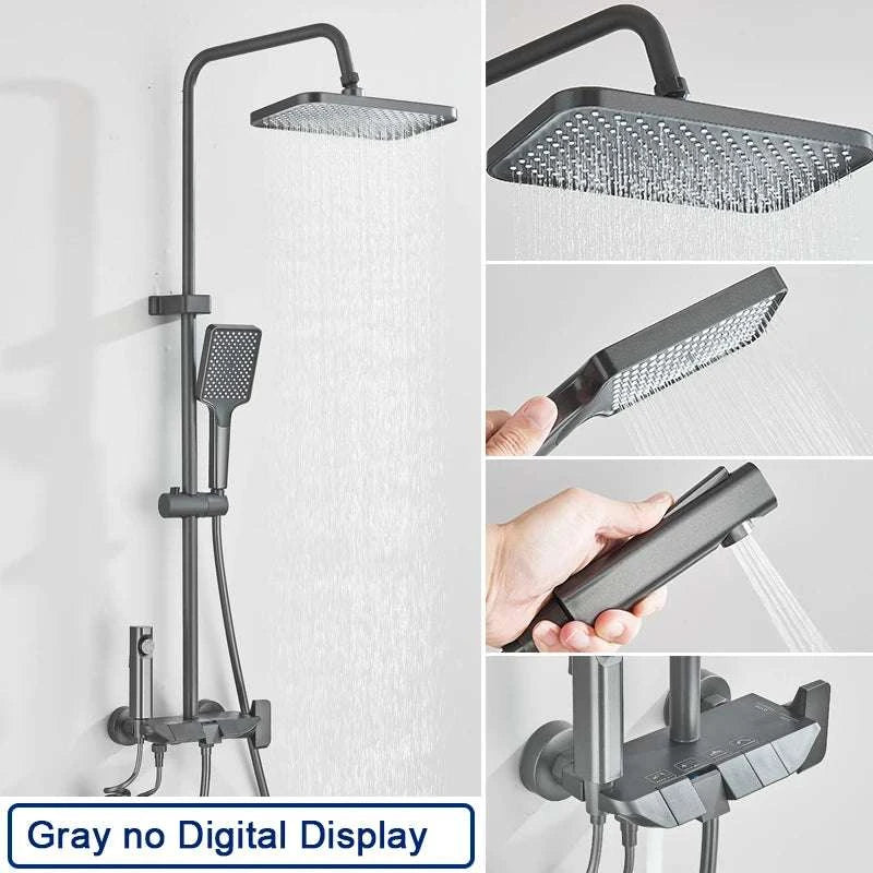 Digital Display Rainfall Shower System with Bidet & Tub Spout-White No Display / China Mainland