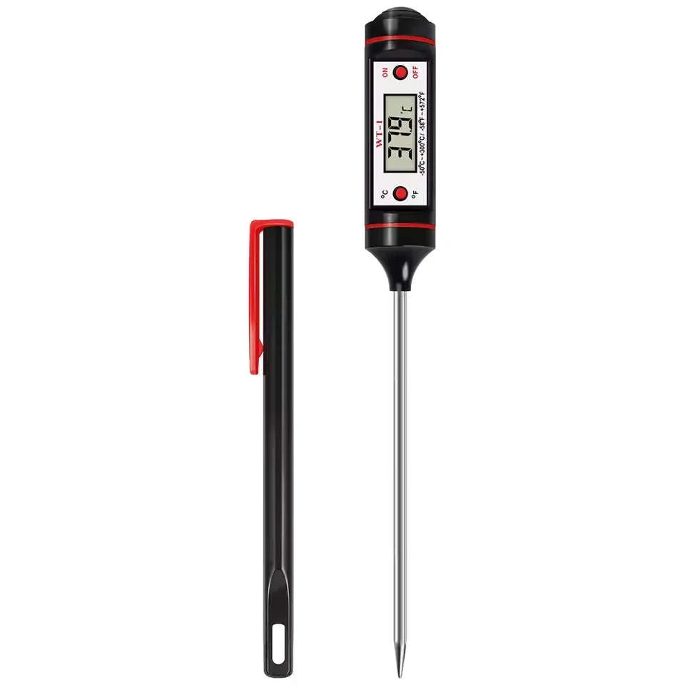 Digital Food Thermometer with Probe for Meat, BBQ, Cooking-black / China Mainland