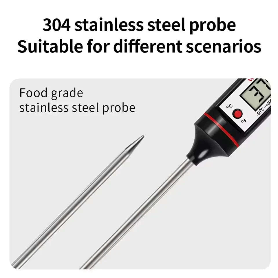 Digital Food Thermometer with Probe for Meat, BBQ, Cooking-black / China Mainland