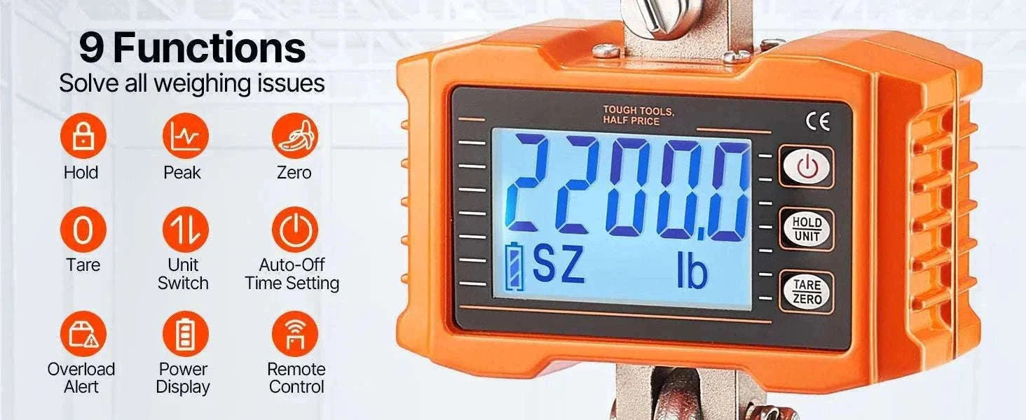 Digital Hanging Crane Scale 1000kg with Remote & LCD Display-1000 kg / GERMANY