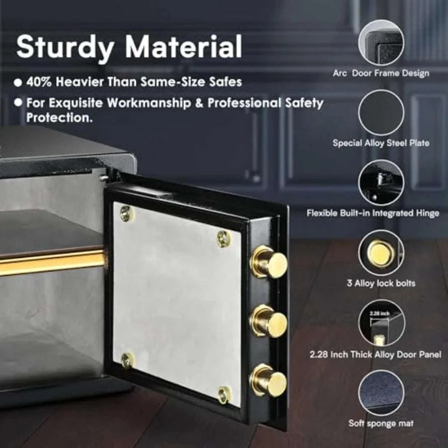 Digital Keypad Lock Box for Documents, Cash, Dorms and Offices-United States / Black