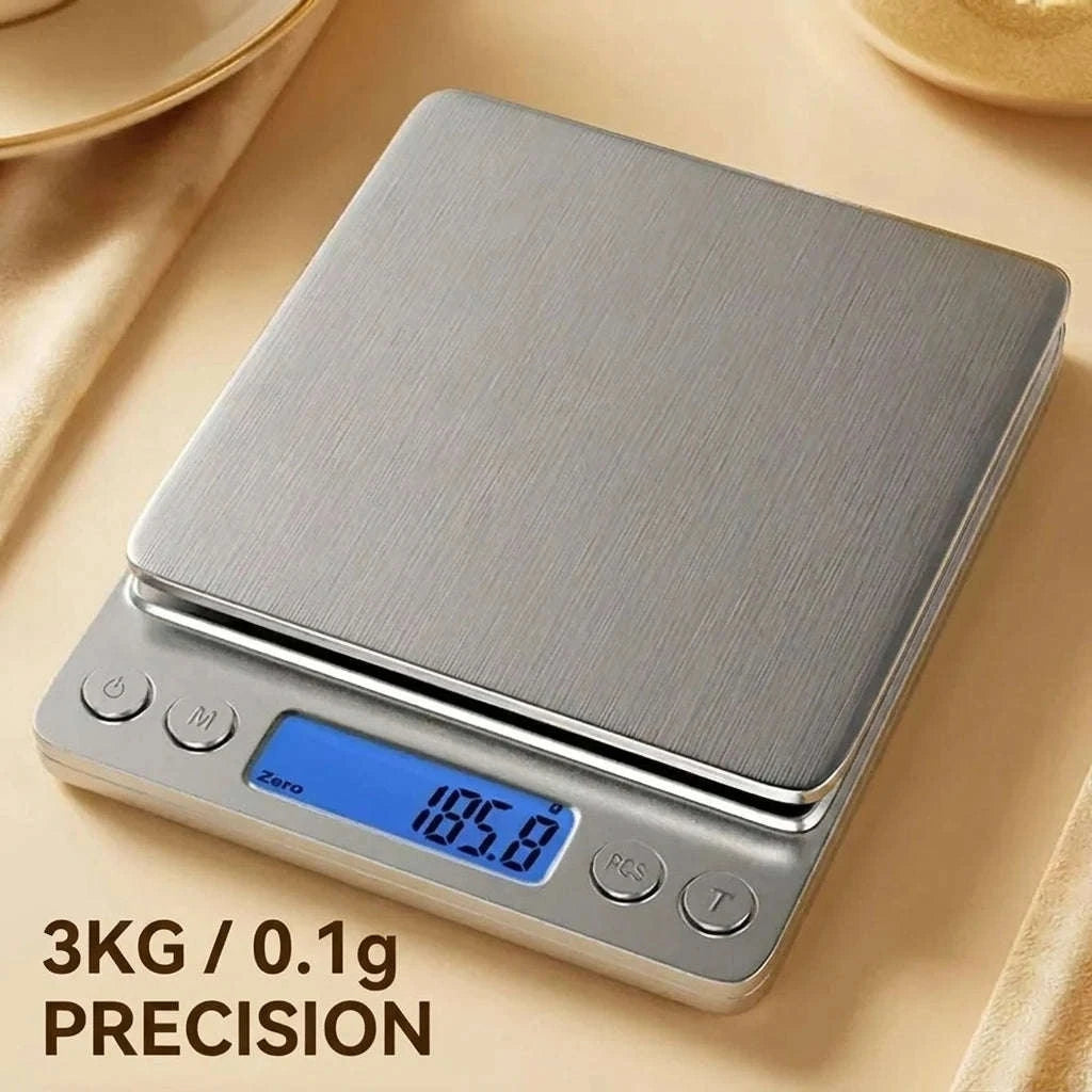 Digital Kitchen Scale with LCD Display & Stainless Steel 3kg Capacity-United States / 0.1g 3kg