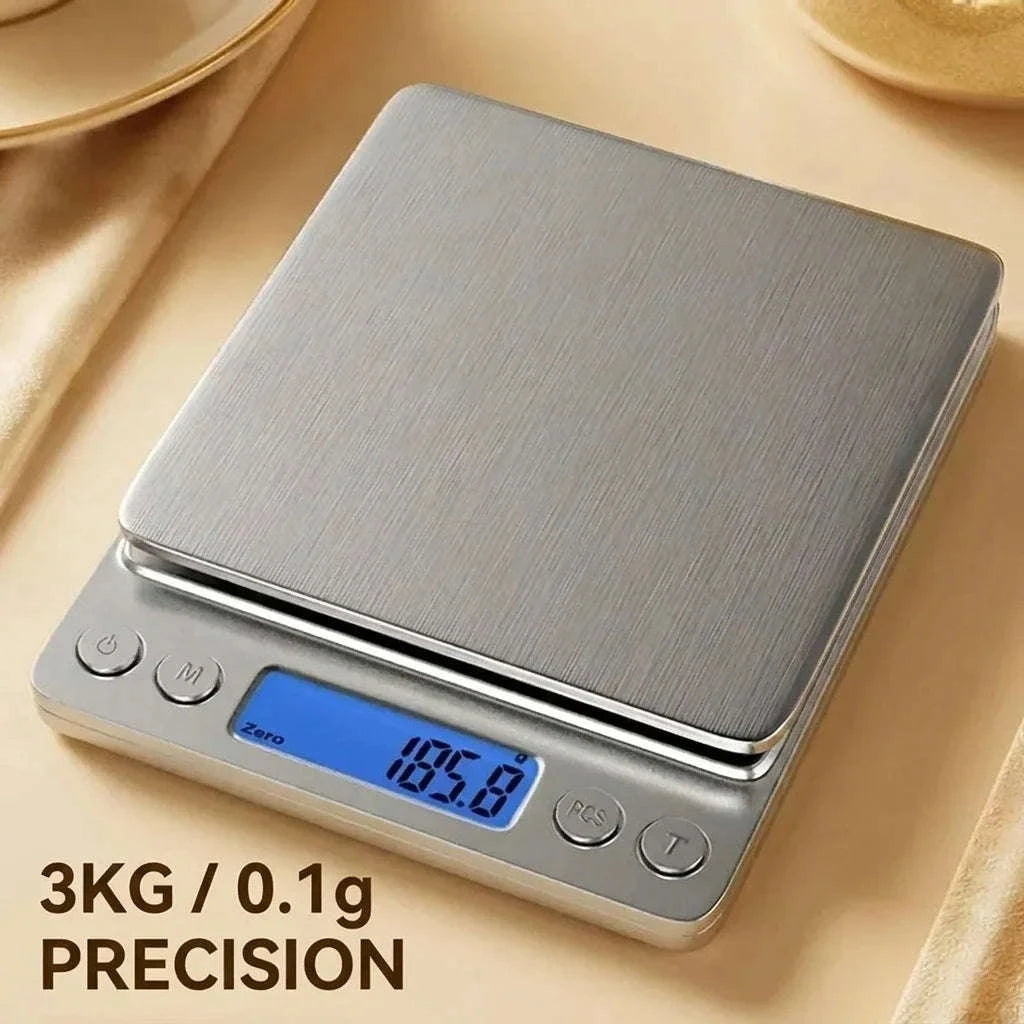 Digital Kitchen Scale with LCD Display & Stainless Steel 3kg Capacity-United States / 0.1g 3kg