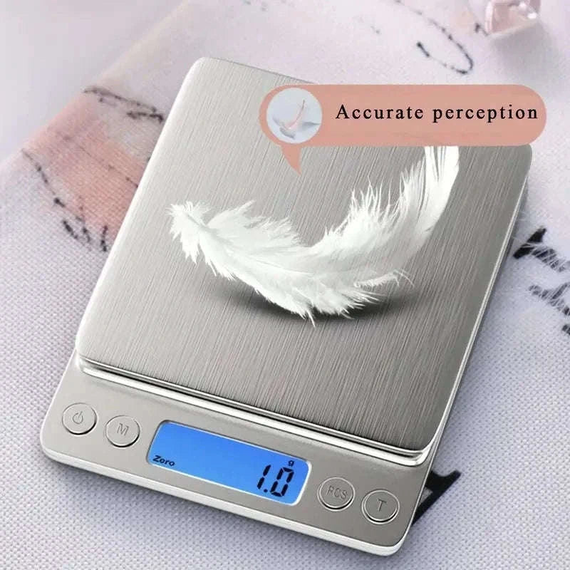Digital Kitchen Scale with LCD Display & Stainless Steel 3kg Capacity-United States / 0.1g 3kg