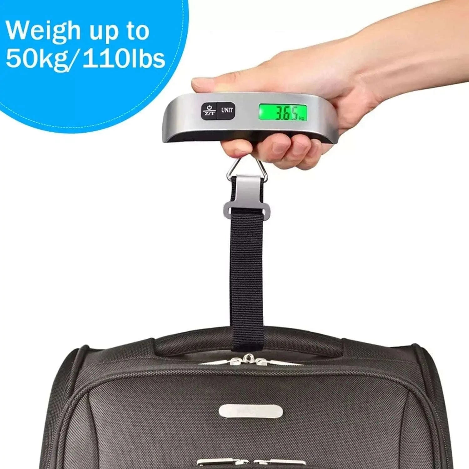 Digital Luggage Scale 110lb/50kg with LCD Display-Silver
