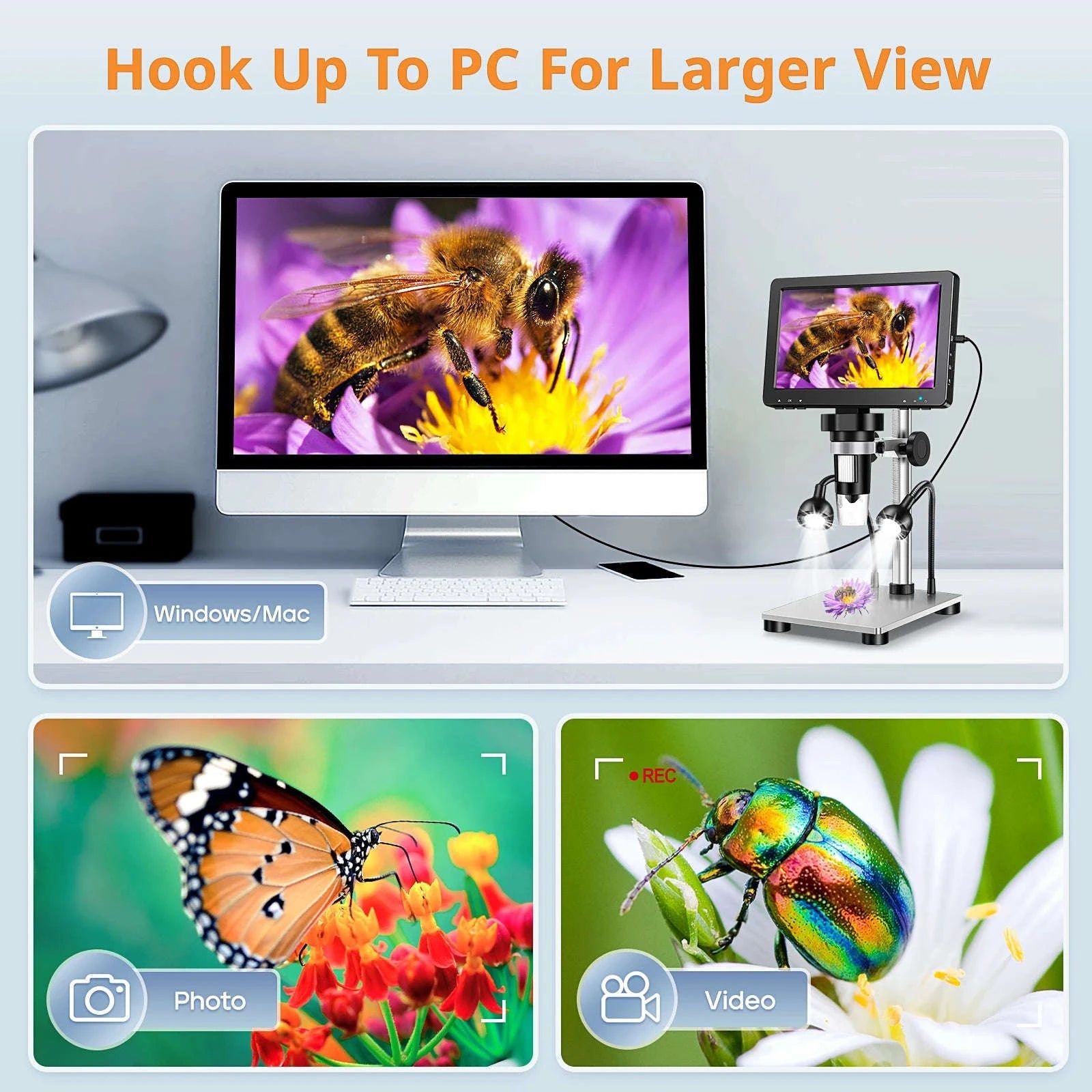Digital Microscope 1200X for Soldering, Coins & PCB Inspection-DM9 / 1200X