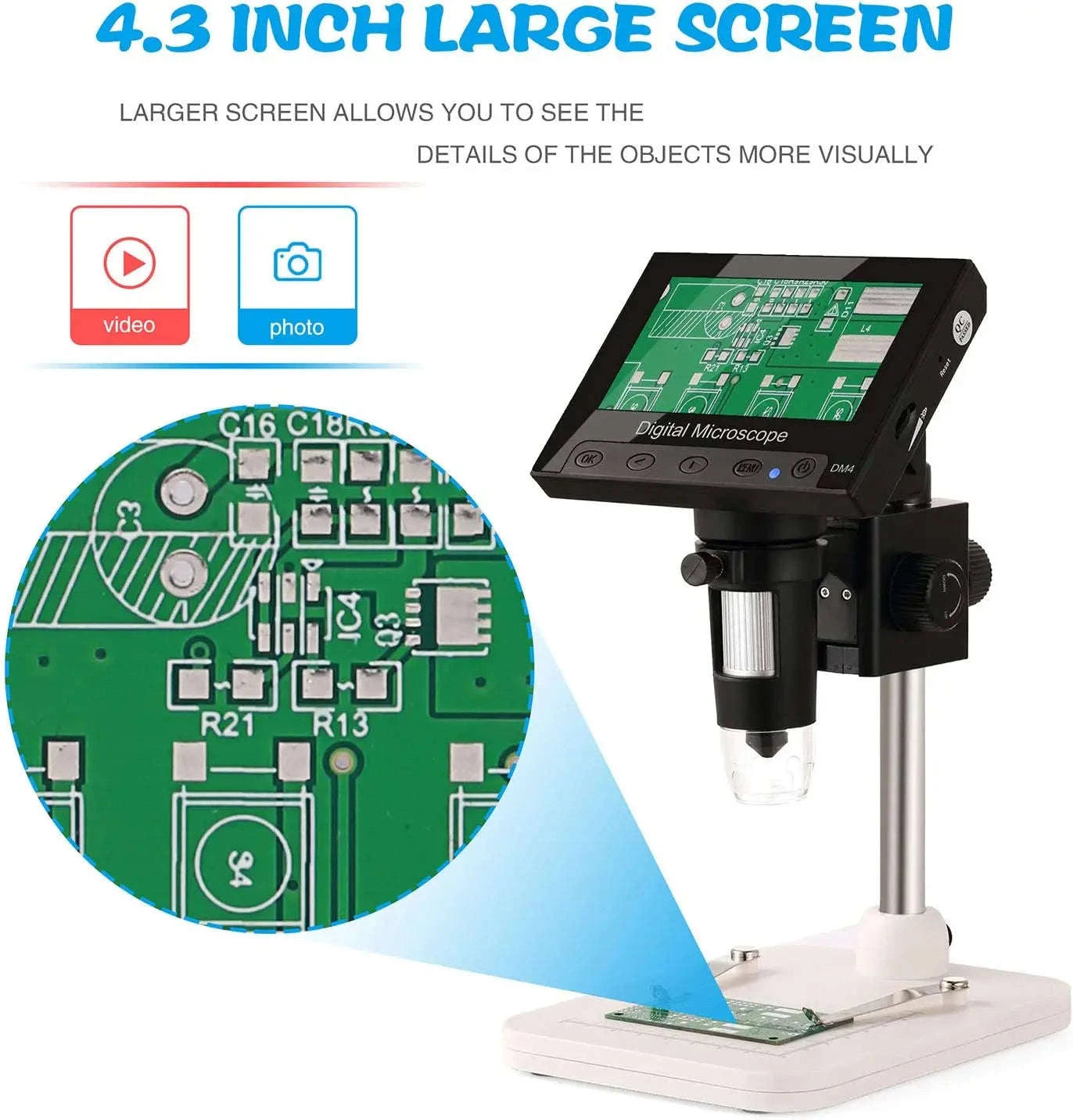 Digital Microscope 1200X for Soldering, Coins & PCB Inspection-DM9 / 1200X