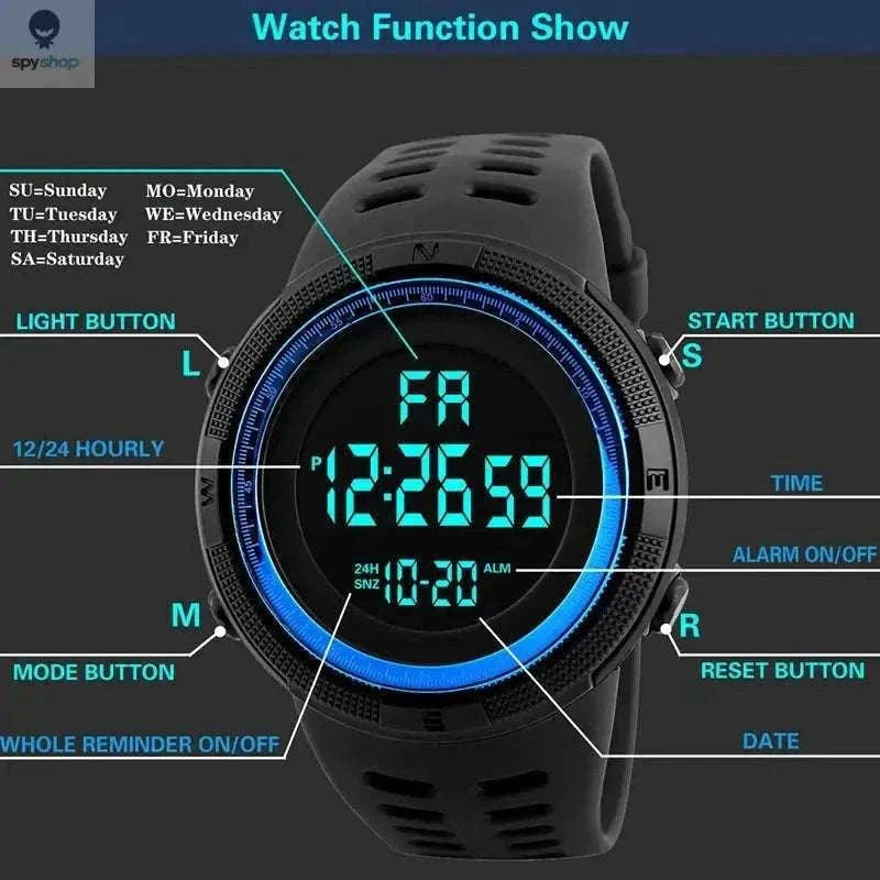 Digital Military Sports Watch for Men, Teens and Kids-Red